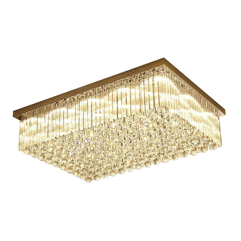 Geometric Stainless-Steel LED Ceiling Light in Modern Luxury Style Crystal Indoor Flush Mount in Silver