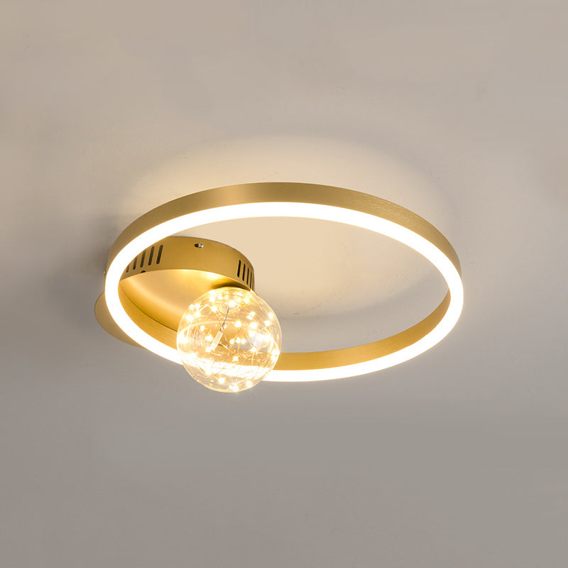 Abat-jour en forme de cerceau pour éclairage de plafond à LED, montage encastré étoilé en métal avec abat-jour en verre boule