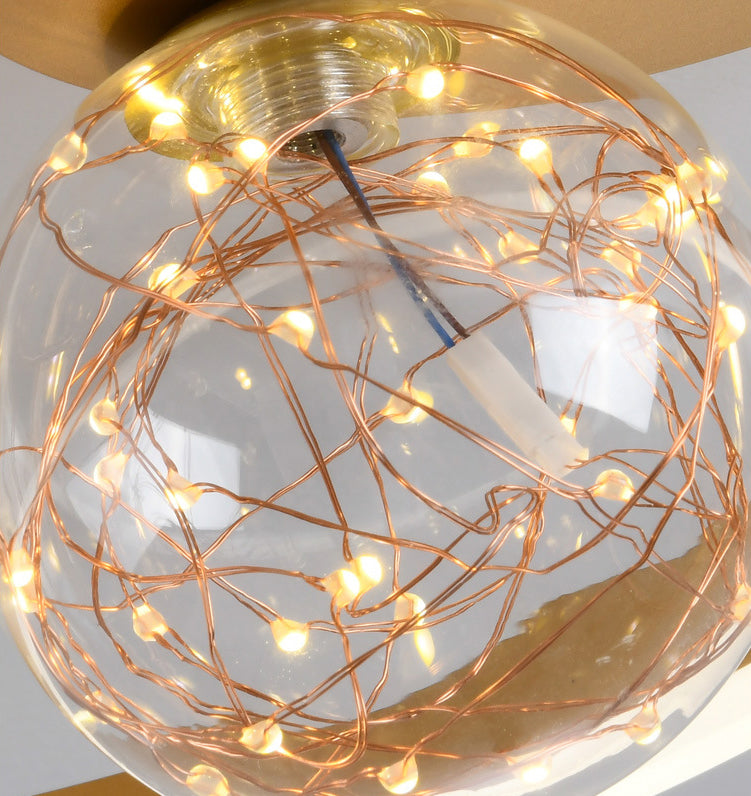 Abat-jour en forme de cerceau pour éclairage de plafond à LED, montage encastré étoilé en métal avec abat-jour en verre boule