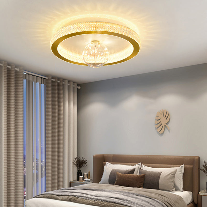 Gouden ronde inbouwlamp, moderne LED-plafondlamp van acryl met bolglazen kap