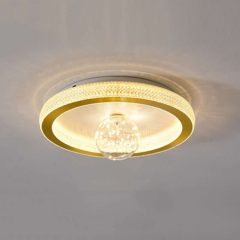 Gouden ronde inbouwlamp, moderne LED-plafondlamp van acryl met bolglazen kap