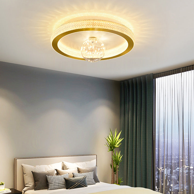 Gouden ronde inbouwlamp, moderne LED-plafondlamp van acryl met bolglazen kap