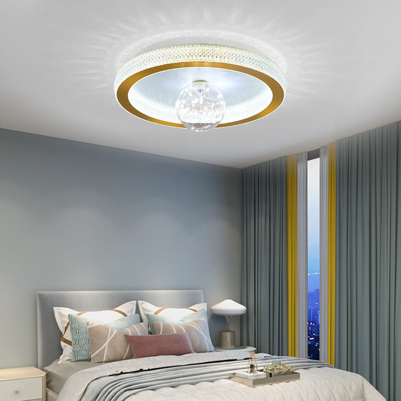 Gouden ronde inbouwlamp, moderne LED-plafondlamp van acryl met bolglazen kap