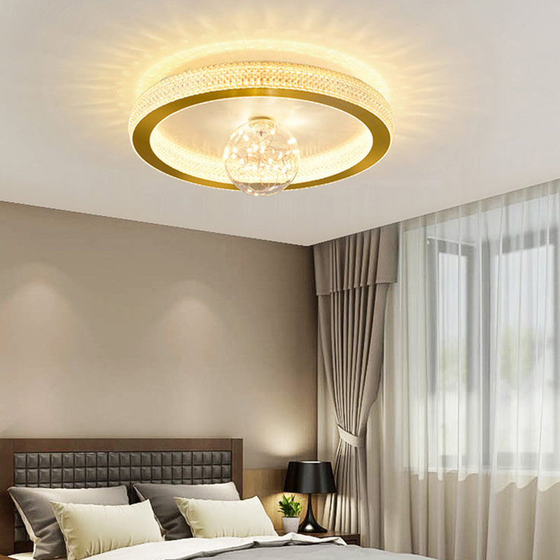 Gouden ronde inbouwlamp, moderne LED-plafondlamp van acryl met bolglazen kap