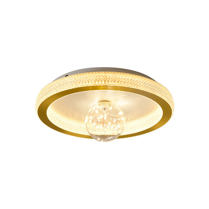 Gouden ronde inbouwlamp, moderne LED-plafondlamp van acryl met bolglazen kap