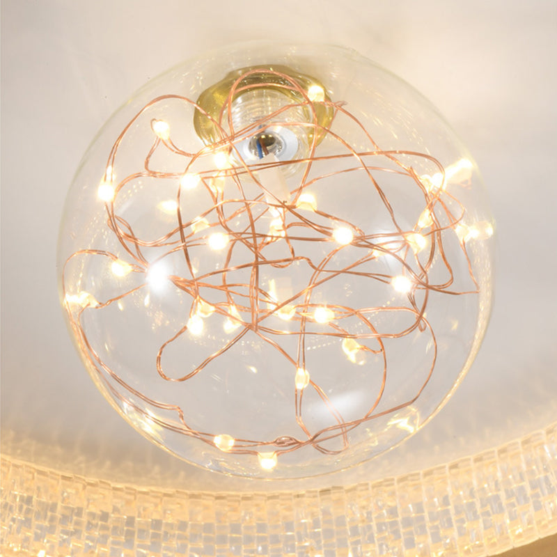 Lámpara empotrada circular dorada, lámpara de techo LED acrílica moderna con pantalla de cristal esférica