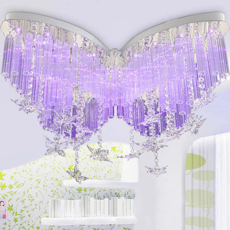 Edelstahl Papilionaceous LED Deckenleuchte im modernen Romantik-Stil Crystal Flush Mount für Schlafzimmer