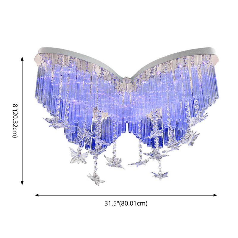 Edelstahl Papilionaceous LED Deckenleuchte im modernen Romantik-Stil Crystal Flush Mount für Schlafzimmer