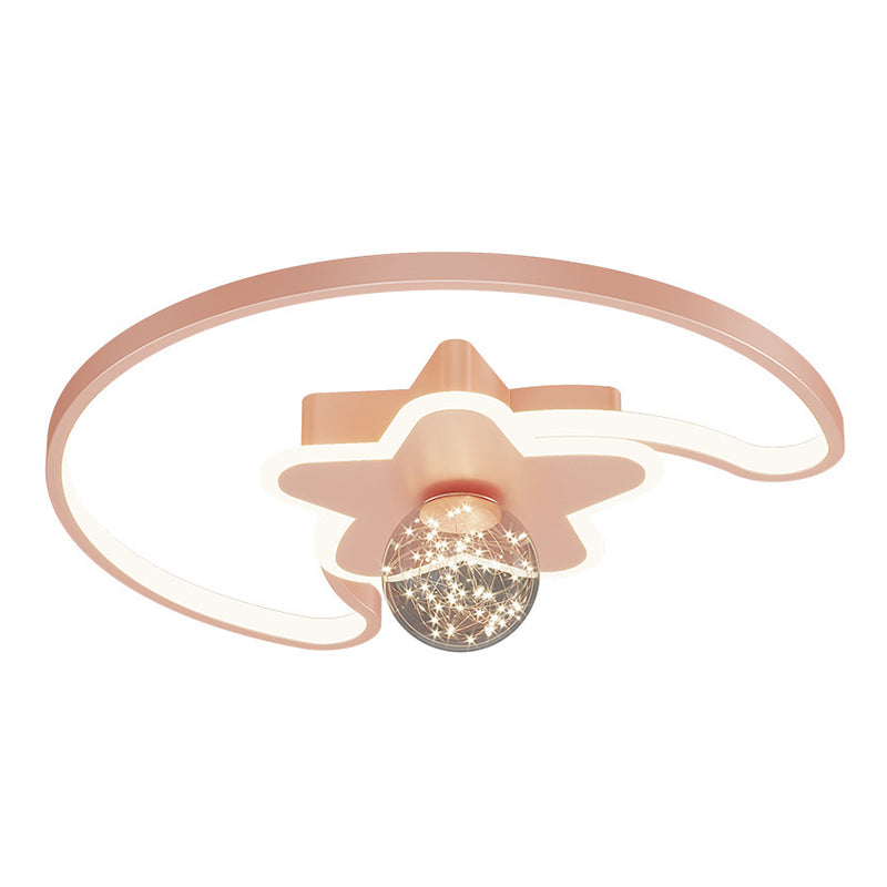 Luminaire encastré en forme d'étoile en métal, plafonnier LED en verre avec boule de simplicité pour chambre à coucher