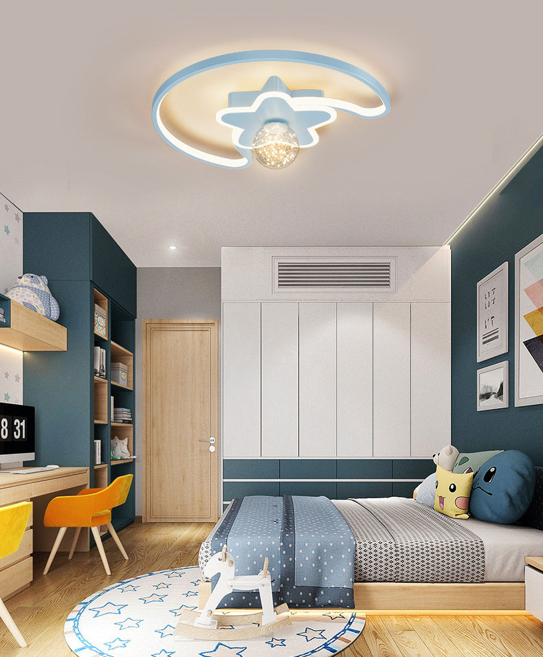 Luminaire encastré en forme d'étoile en métal, plafonnier LED en verre avec boule de simplicité pour chambre à coucher