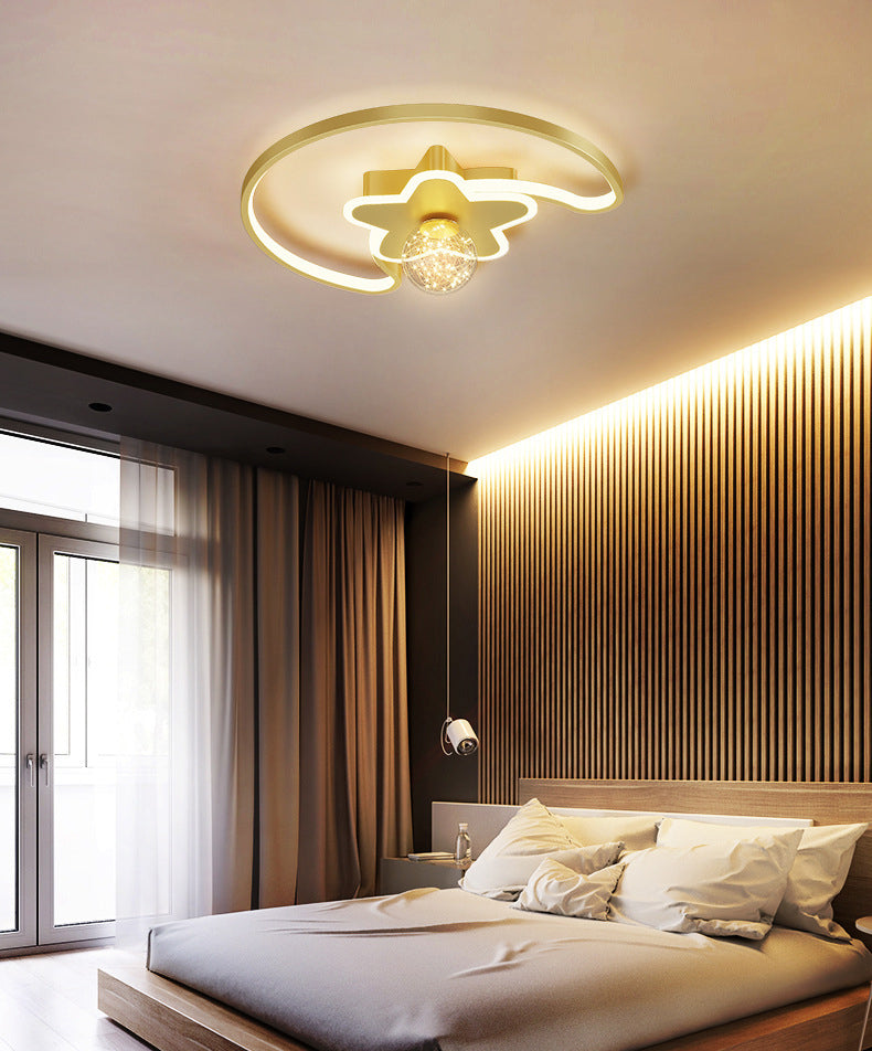 Luminaire encastré en forme d'étoile en métal, plafonnier LED en verre avec boule de simplicité pour chambre à coucher