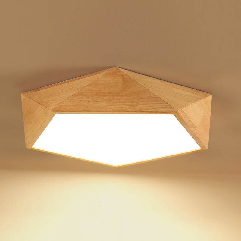 Pentagon Hout Flush Mount Plafond Lamp Fixture Nordic Dining Room Flush Mount Verlichting Armaturen