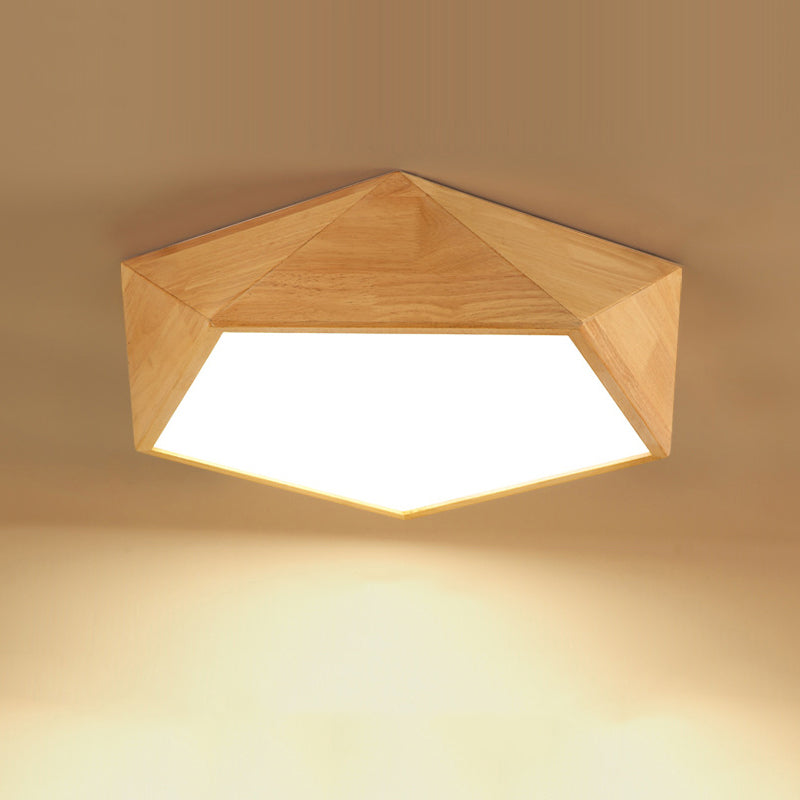 Pentagon Hout Flush Mount Plafond Lamp Fixture Nordic Dining Room Flush Mount Verlichting Armaturen