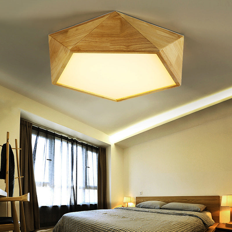 Pentagon Hout Flush Mount Plafond Lamp Fixture Nordic Dining Room Flush Mount Verlichting Armaturen