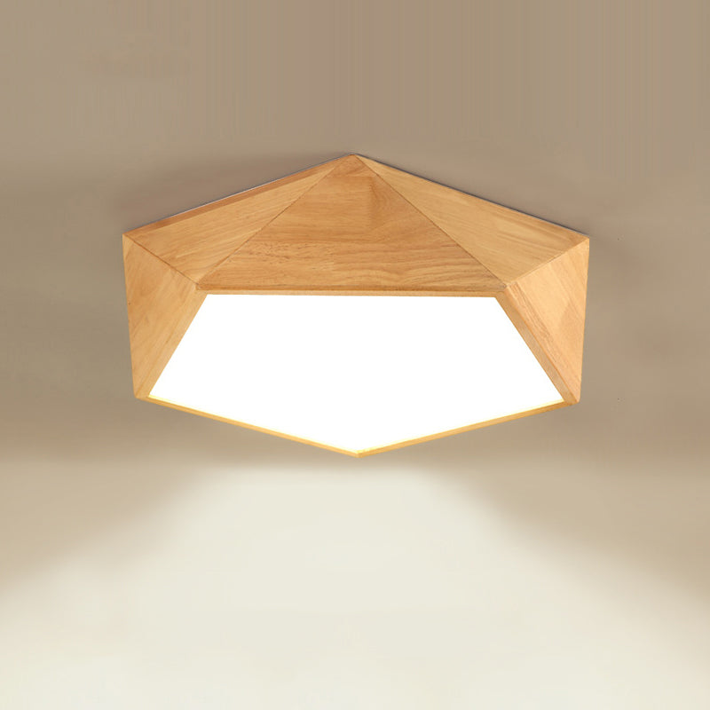 Pentagon Hout Flush Mount Plafond Lamp Fixture Nordic Dining Room Flush Mount Verlichting Armaturen