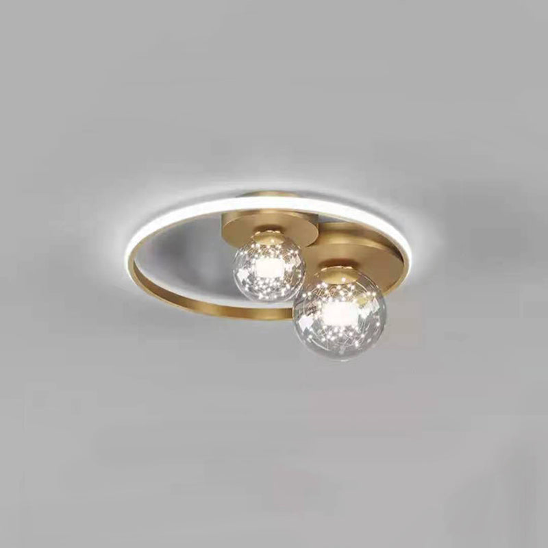 Kadervormige LED Plafondlamp Minimalistische Metalen Slaapkamer Flush Mount Licht met Glass Shade