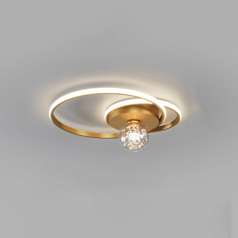 Kadervormige LED Plafondlamp Minimalistische Metalen Slaapkamer Flush Mount Licht met Glass Shade