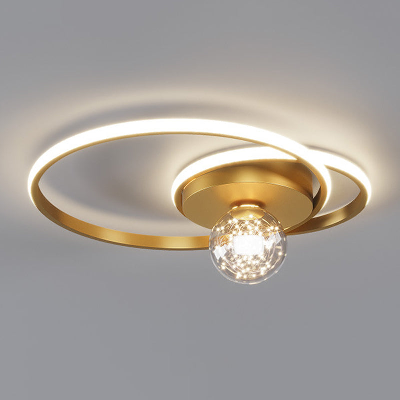 Kadervormige LED Plafondlamp Minimalistische Metalen Slaapkamer Flush Mount Licht met Glass Shade