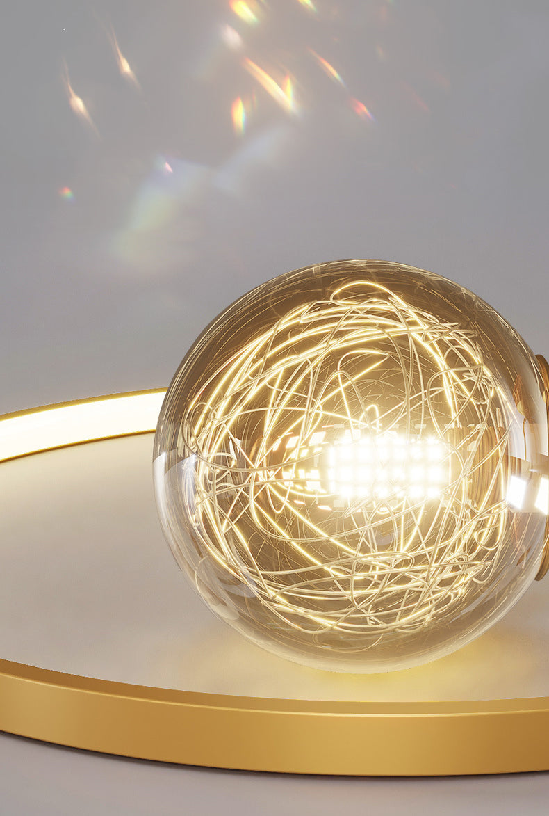 Kadervormige LED Plafondlamp Minimalistische Metalen Slaapkamer Flush Mount Licht met Glass Shade