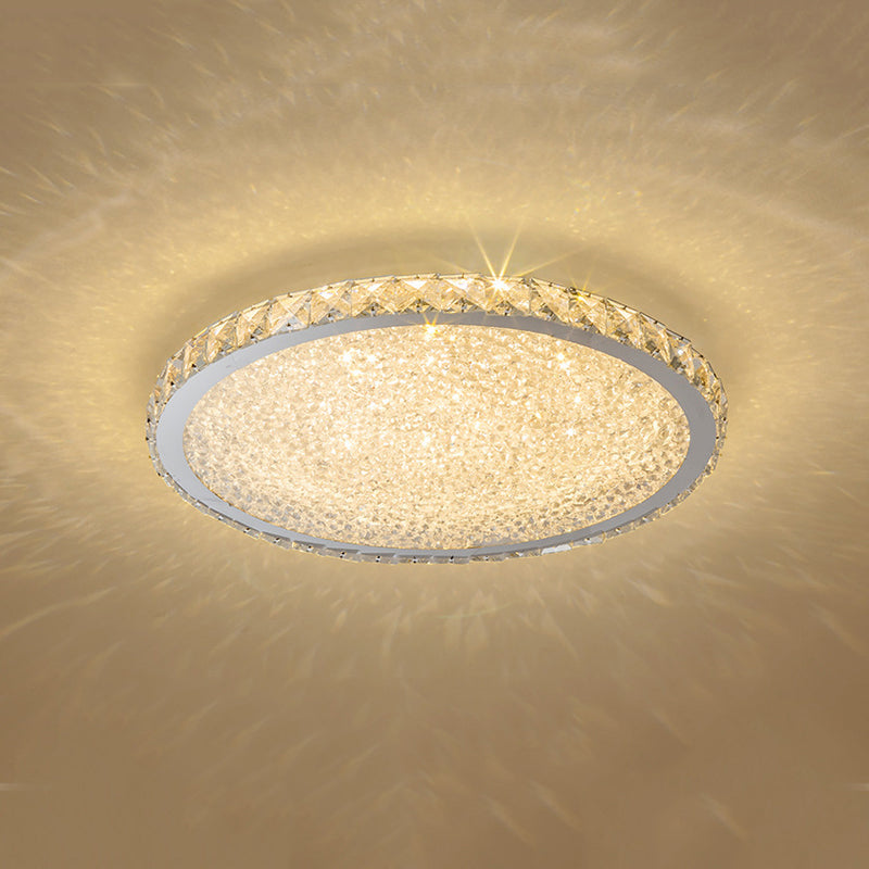 Lámpara de techo LED circular de acero inoxidable, montaje empotrado de cristal de estilo minimalista moderno para sala de estar