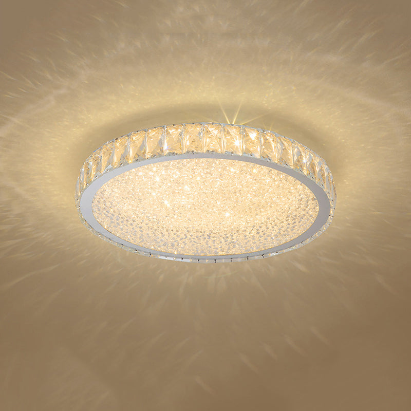 Lámpara de techo LED circular de acero inoxidable, montaje empotrado de cristal de estilo minimalista moderno para sala de estar