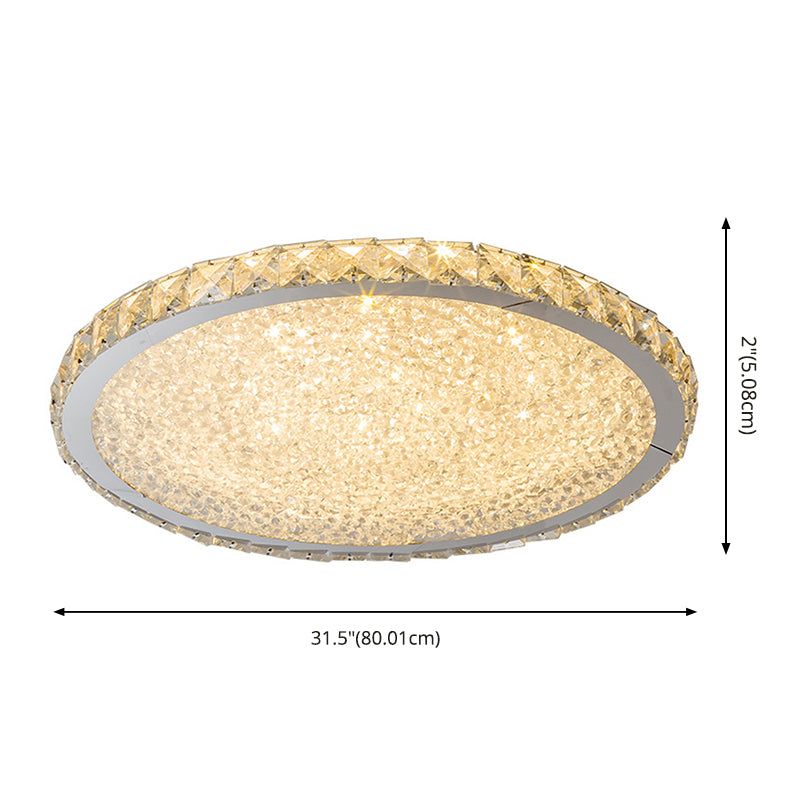 Lámpara de techo LED circular de acero inoxidable, montaje empotrado de cristal de estilo minimalista moderno para sala de estar