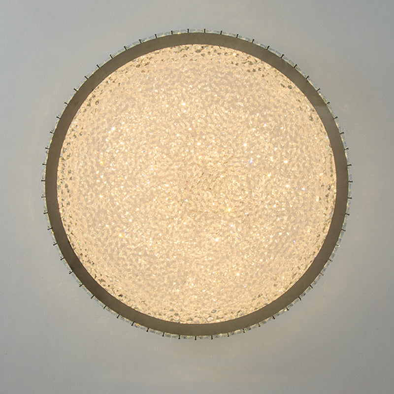 Lámpara de techo LED circular de acero inoxidable, montaje empotrado de cristal de estilo minimalista moderno para sala de estar