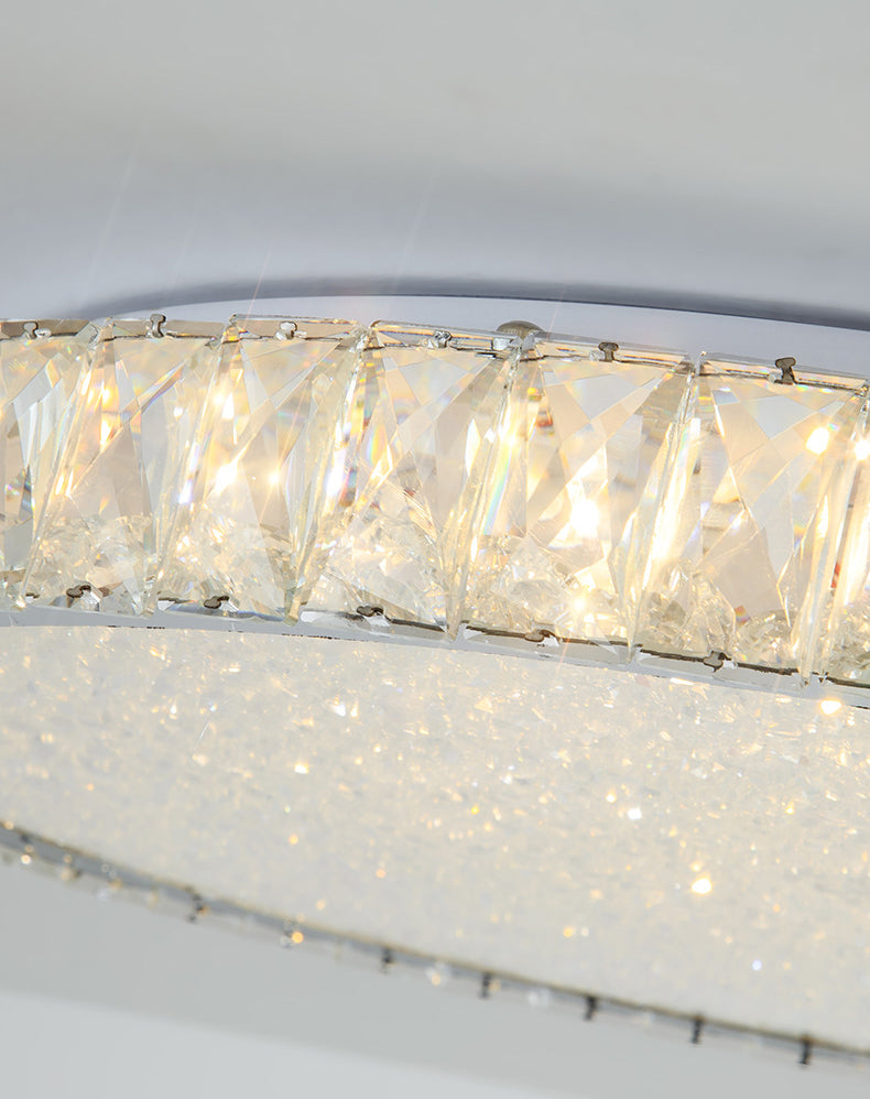 Lámpara de techo LED circular de acero inoxidable, montaje empotrado de cristal de estilo minimalista moderno para sala de estar
