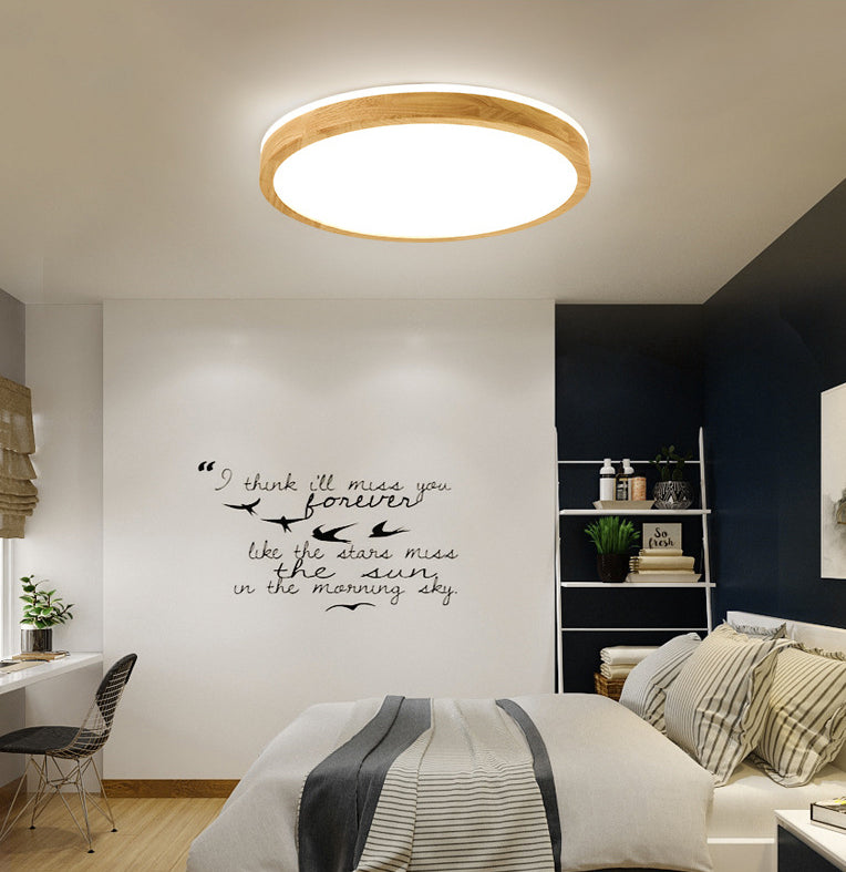 1 lichte houten plafondverlichtingsarmaturen Moderne slaapkamer inbouwplafondverlichtingsarmaturen