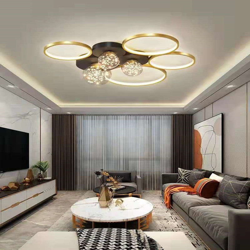 Moderne plafondlamp LED-cirkellicht Zwart Creatief foyerslaapkamerlicht