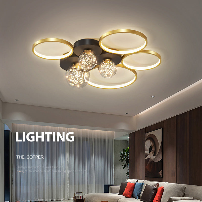 Moderne plafondlamp LED-cirkellicht Zwart Creatief foyerslaapkamerlicht