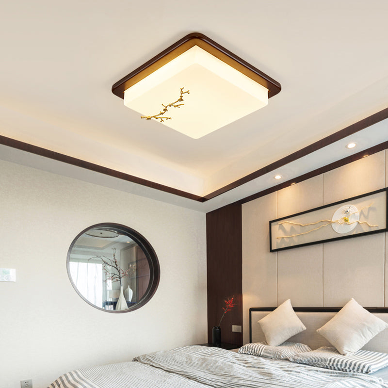 Moderne stijl houten LED-inbouwlamp Woonkamer plafondmontage met 1 licht