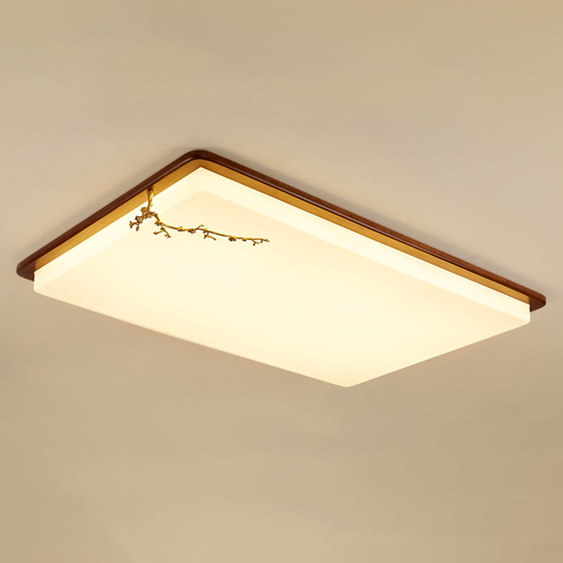 Moderne stijl houten LED-inbouwlamp Woonkamer plafondmontage met 1 licht