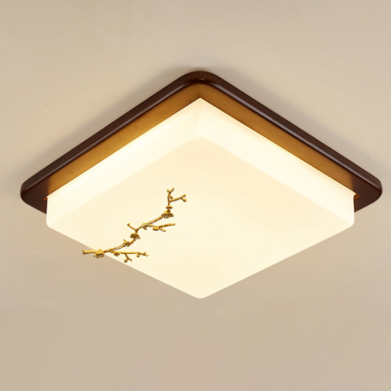 Moderne stijl houten LED-inbouwlamp Woonkamer plafondmontage met 1 licht