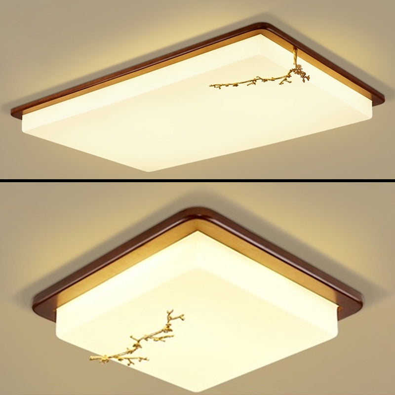 Moderne stijl houten LED-inbouwlamp Woonkamer plafondmontage met 1 licht