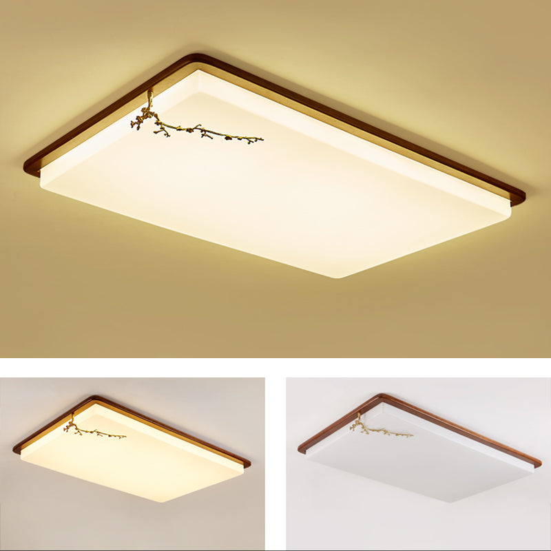 Moderne stijl houten LED-inbouwlamp Woonkamer plafondmontage met 1 licht