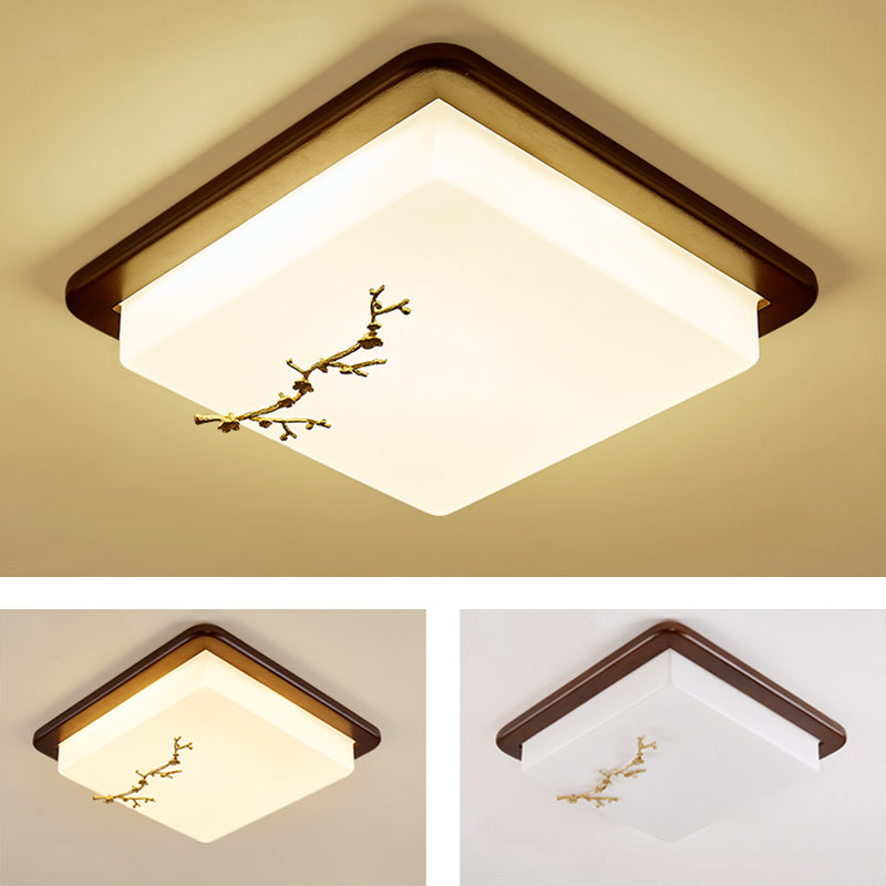 Moderne stijl houten LED-inbouwlamp Woonkamer plafondmontage met 1 licht