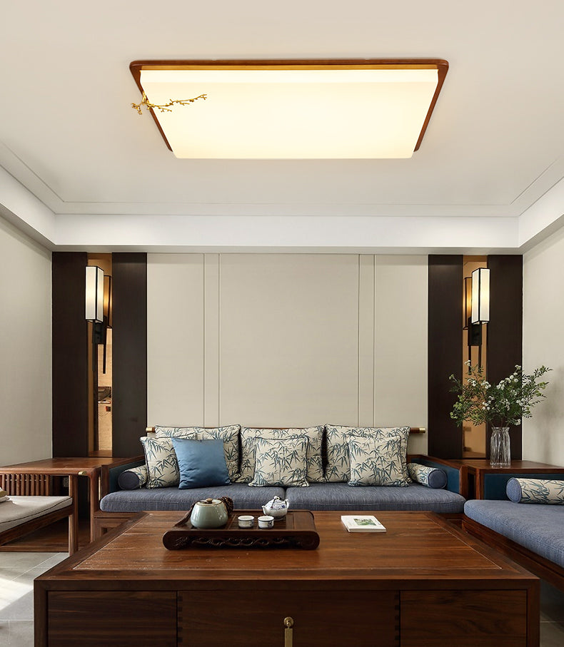 Moderne stijl houten LED-inbouwlamp Woonkamer plafondmontage met 1 licht