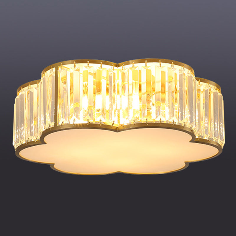 Gold Geometric LED Ceiling Light in Modern Singular Style Copper Indoor Flush Mount with Acrylic Shade