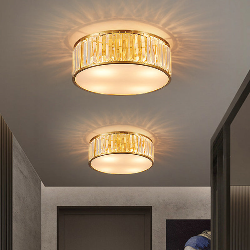 Gold Geometric LED Ceiling Light in Modern Singular Style Copper Indoor Flush Mount with Acrylic Shade
