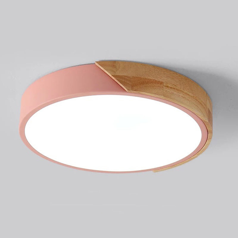 Nordic Houten Plafond Licht Moderne Minimalistische Macaron Creatieve Slaapkamer Woonkamer Kinderkamer Ronde Led lampen