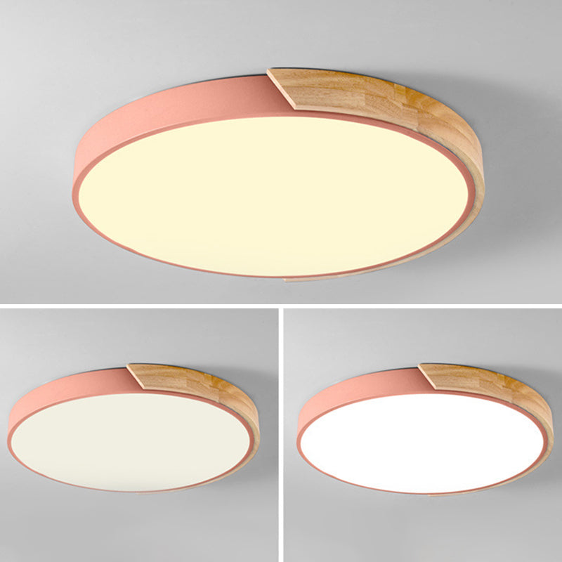 Nordic Houten Plafond Licht Moderne Minimalistische Macaron Creatieve Slaapkamer Woonkamer Kinderkamer Ronde Led lampen