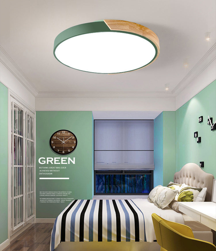 Nordic Houten Plafond Licht Moderne Minimalistische Macaron Creatieve Slaapkamer Woonkamer Kinderkamer Ronde Led lampen