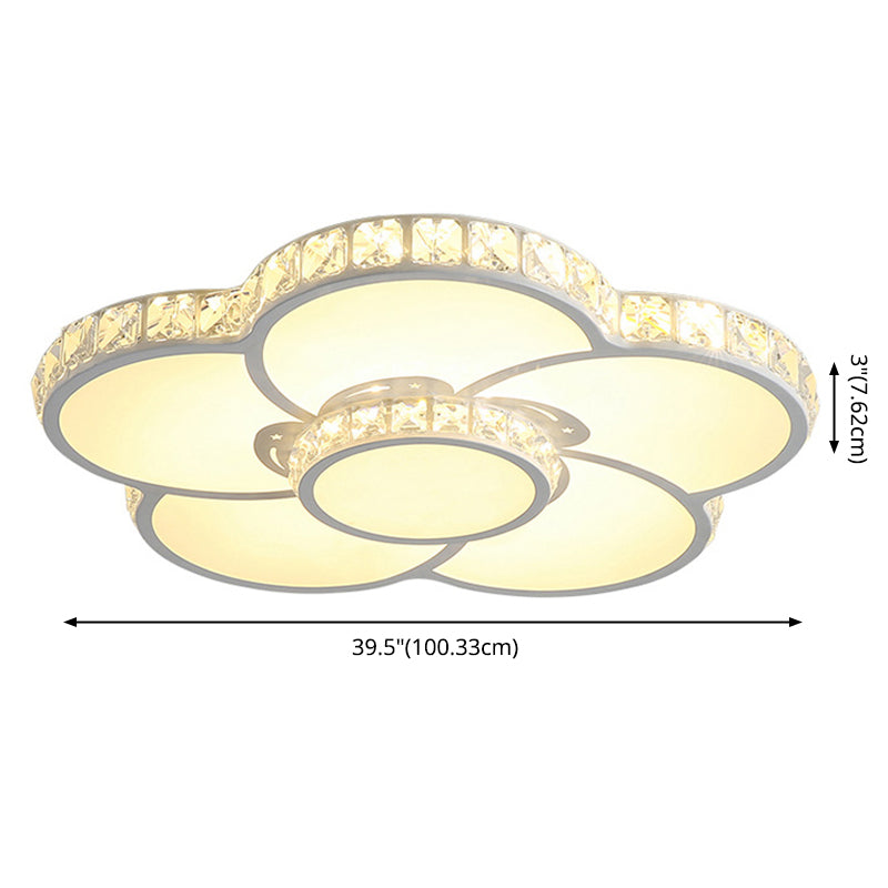 White Floriated LED Ceiling Light in Modern Creative Style Crystal Indoor Flush Mount with Acrylic Shade
