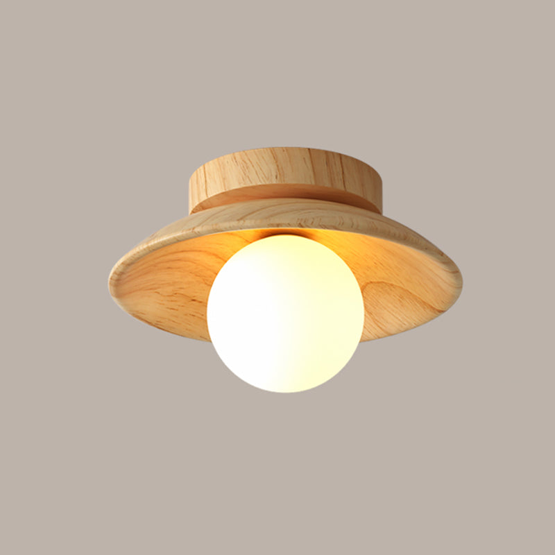 Plafoniera contemporanea da incasso circolare in legno a 1 luce LED