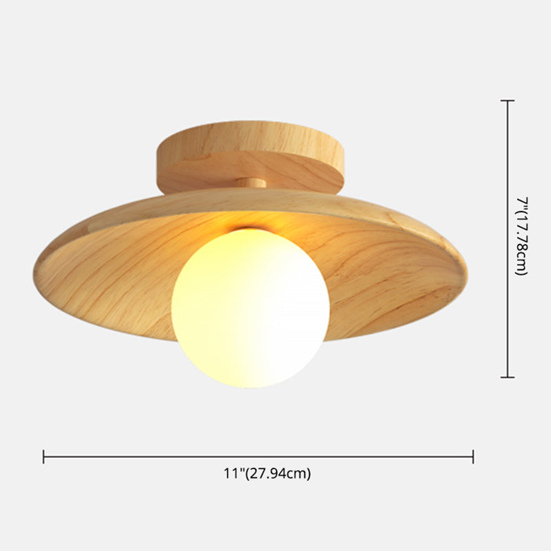 Plafoniera contemporanea da incasso circolare in legno a 1 luce LED
