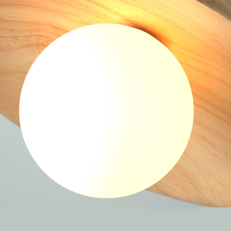 Plafoniera contemporanea da incasso circolare in legno a 1 luce LED