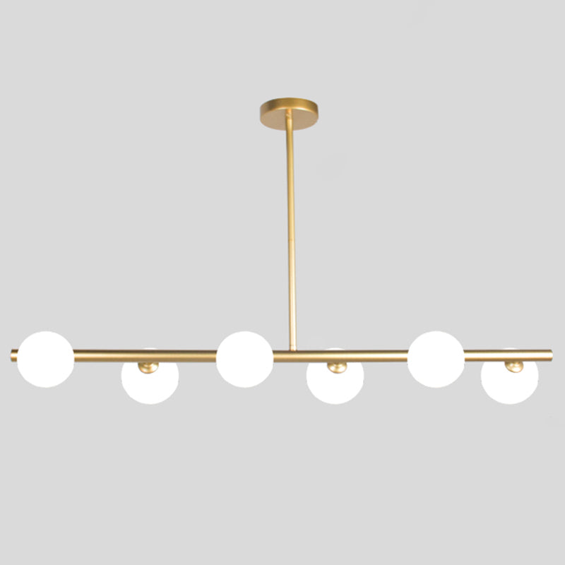 Round-Shaped Island Lighting Idea Nordic-Style Glass Chandelier Lighting Fixture