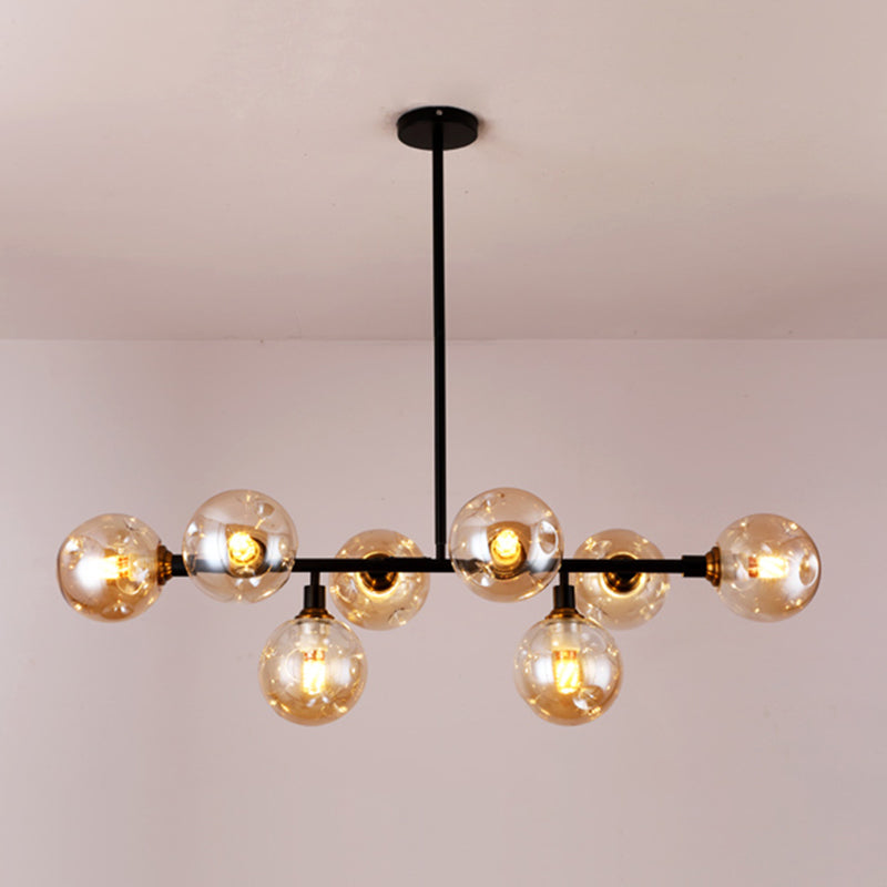 Kitchen Island Pendant Light Nordic Style Island Lighting Fixture with Orb Glass Shade