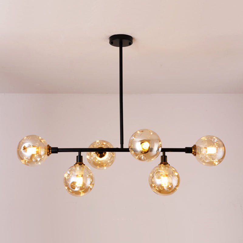 Kitchen Island Pendant Light Nordic Style Island Lighting Fixture with Orb Glass Shade